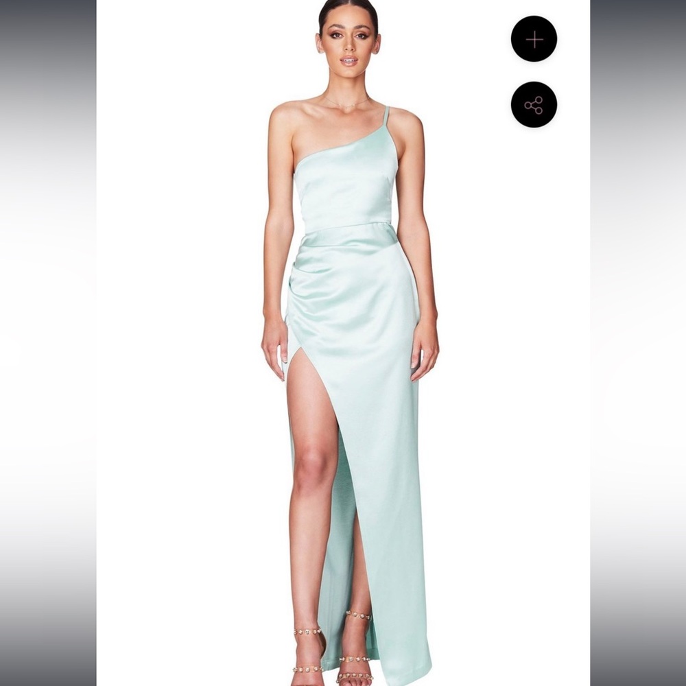 Nookie Grace One Shoulder Gown In Mint NWT
